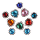10 Pieces Round Heart Faceted Acrylic Rhinestone Flatback Buttons Scrapbooking Embellishments