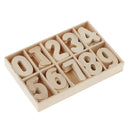 Complete 0-9 Wood Wooden Numbers Craft Home Decoration Wedding Birthday Figurines Miniatures with Storage Tray Kids Learning Toy 60 Pack in Wood Tray