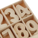Complete 0-9 Wood Wooden Numbers Craft Home Decoration Wedding Birthday Figurines Miniatures with Storage Tray Kids Learning Toy 60 Pack in Wood Tray