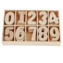Complete 0-9 Wood Wooden Numbers Craft Home Decoration Wedding Birthday Figurines Miniatures with Storage Tray Kids Learning Toy 60 Pack in Wood Tray