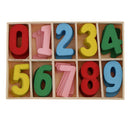 60 Pieces Colorful Mini Wood 0-9 Arabic Number Embellishment with Wood Storage Tray for Kids Educational Toys Games