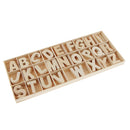 156 Pieces Totally Wooden Capital Letter Wood Upper Case Letters A to Z Alphabet for Arts Crafts DIY Wedding Party Home Decoration Displays - Storage in Tray