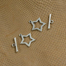 30 Sets Star OT Toggle Clasps Tibetan Silver Clasp Connector Jewellry DIY Craft