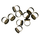10 Pieces 18mm Adjustable Ring Blank Inner Bezel Setting Base Tray for Cameo Cabochons Pearls Antique Bronze Jewelry Ring Findings