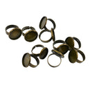 10 Pieces 18mm Adjustable Ring Blank Inner Bezel Setting Base Tray for Cameo Cabochons Pearls Antique Bronze Jewelry Ring Findings