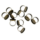 10 Pieces 18mm Adjustable Ring Blank Inner Bezel Setting Base Tray for Cameo Cabochons Pearls Antique Bronze Jewelry Ring Findings