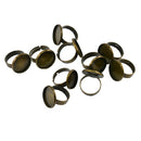 10 Pieces 18mm Adjustable Ring Blank Inner Bezel Setting Base Tray for Cameo Cabochons Pearls Antique Bronze Jewelry Ring Findings