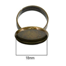 10 Pieces 18mm Adjustable Ring Blank Inner Bezel Setting Base Tray for Cameo Cabochons Pearls Antique Bronze Jewelry Ring Findings