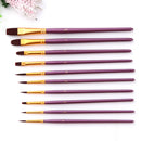 10 Pieces Artist Nylon Hair Paintbrushes Watercolor Acrylic Oil Painting Supplies