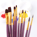 10 Pieces Artist Nylon Hair Paintbrushes Watercolor Acrylic Oil Painting Supplies