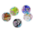 5 Pieces Flower Design Round Loose Spacer Bead Plum Blossom Glass Beads Jewelry Making Crafts 14 mm