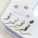 440 Pieces Earring Making Supplies Kit with 2 Colors Earring Hooks, 3 Styles Earring Backs, 2 Colors Earrings Posts Flay Pad and Earring Making Findings for Handmade Jewelry Kit