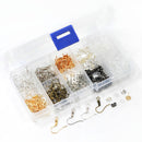 440 Pieces Earring Making Supplies Kit with 2 Colors Earring Hooks, 3 Styles Earring Backs, 2 Colors Earrings Posts Flay Pad and Earring Making Findings for Handmade Jewelry Kit