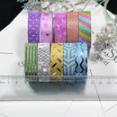 10 Rolls Mixed Glitter Washi Tape Stationery Scrapbooking Decorative Adhesive Tapes DIY Color Masking Tape School Supplies, 3 Meters x 15mm
