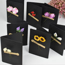 5 Pieces Black Kraft Paper Card Kits Greeting Cards with Dried Flower & Rope