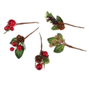 5 Bouquets Plastic Fake Small Berries Pine Cone Artificial Flower for Wedding DIY Gift Box Greeting Wish Cards Decoration Embellishment 10x5cm