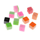 50 Pieces Mixed Color Striped Square Acrylic DIY Beaded Accessories Plastic Spacer Loose Beads For Kids Jewelry Making