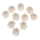 10 Pieces 15 mm Natural Unfinished Geometric Wood Beads Wooden Bead Polygon Unpainted