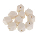 10 Pieces 15 mm Natural Unfinished Geometric Wood Beads Wooden Bead Polygon Unpainted
