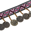 1 Yard Width 35mm Copper Charms Tassel Lace Trim Bohemian Jacquard Fabric Ribbon Beaded Fringe Drop Handmade Sewing Clothes Curtains Costumes Accessories