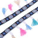 1 Yard 50mm Colorful Tassel Fringe Trim Jacquard Ethnic Patterns Lace Edging Trimmings Ribbon DIY Sewing Craft for Furnishings & Costumes & Curtains & Headdress & More