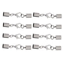 8 Pieces Stainless Steel Sliver End Caps Jump Rings Converter Connectors Lobster Button Leather Buckle Fit Round Bracelets Bangle Leather Cord Jewellery Findings