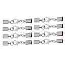 8 Pieces Stainless Steel Sliver End Caps Jump Rings Converter Connectors Lobster Button Leather Buckle Fit Round Bracelets Bangle Leather Cord Jewellery Findings