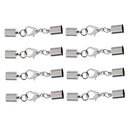8 Pieces Stainless Steel Sliver End Caps Jump Rings Converter Connectors Lobster Button Leather Buckle Fit Round Bracelets Bangle Leather Cord Jewellery Findings