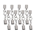 8 Pieces Stainless Steel Sliver End Caps Jump Rings Converter Connectors Lobster Button Leather Buckle Fit Round Bracelets Bangle Leather Cord Jewellery Findings