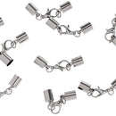 12 Pieces Silver Tone Clasp Lobster Button Leather buckle End Caps with Lobster Clasps Jump Rings Connectors DIY Jewelry Findings