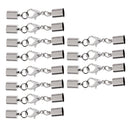 12 Pieces Silver Tone Clasp Lobster Button Leather buckle End Caps with Lobster Clasps Jump Rings Connectors DIY Jewelry Findings