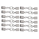 12 Pieces Silver Tone Clasp Lobster Button Leather buckle End Caps with Lobster Clasps Jump Rings Connectors DIY Jewelry Findings