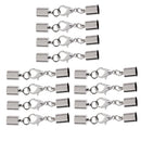 12 Pieces Silver Tone Clasp Lobster Button Leather buckle End Caps with Lobster Clasps Jump Rings Connectors DIY Jewelry Findings