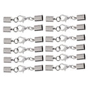 12 Pieces Silver Tone Clasp Lobster Button Leather buckle End Caps with Lobster Clasps Jump Rings Connectors DIY Jewelry Findings