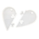 Split Heart Designs Silicone Mold Casting Love Epoxy Resin Mould For DIY Polymer Clay Jewelry Pendant Beading Decorating Craft Mould Tool, 2.56" x 1.38" x 0.2"