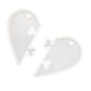 Split Heart Designs Silicone Mold Casting Love Epoxy Resin Mould For DIY Polymer Clay Jewelry Pendant Beading Decorating Craft Mould Tool, 2.56" x 1.38" x 0.2"