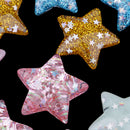 10 Pieces Mixed Colors DIY Flatbacks Resin Flat Back Stars w/ Glitter Confetti Cabochon Buttons Scrapbooking Slime Charm DIY Decorative Embellishment Craft