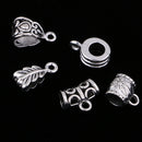 120 Pieces Bulk Tibetan Silver Plated Bails European Beads for Making Bracelet Necklace Charms Connectors Spacer Beads for Jewelry Making Crafts