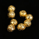 100 Pieces Golden Color Hollow Filigree Skill Carved Bead Spacer Beads DIY Craft Making Loose Beads Metal 8mm