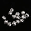 Silver Plated Hollow Filigree Round Ball 8mm Metal Spacer Beads for Jewelry Making Findings Pack of 100 Pcs