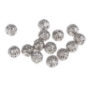 Silver Plated Hollow Filigree Round Ball 8mm Metal Spacer Beads for Jewelry Making Findings Pack of 100 Pcs