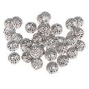 Silver Plated Hollow Filigree Round Ball 8mm Metal Spacer Beads for Jewelry Making Findings Pack of 100 Pcs