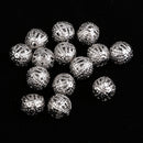 Silver Plated Hollow Filigree Round Ball 8mm Metal Spacer Beads for Jewelry Making Findings Pack of 100 Pcs