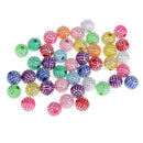 100Pcs Pretty Colorful Resin Beads Inlayed With Rhinestone for Jewelry Making Handcraft Accessories Beads 8mm