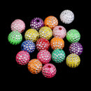 100Pcs Pretty Colorful Resin Beads Inlayed With Rhinestone for Jewelry Making Handcraft Accessories Beads 8mm