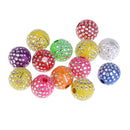 100Pcs Pretty Colorful Resin Beads Inlayed With Rhinestone for Jewelry Making Handcraft Accessories Beads 8mm
