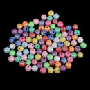 100Pcs Pretty Colorful Resin Beads Inlayed With Rhinestone for Jewelry Making Handcraft Accessories Beads 8mm