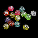 100 Pieces Assorted 8mm Acrylic Rose Flower Mixed Clear Silver Line Spacer Beads for Kids DIY Jewelry Making and Handmade Crafts Accessories