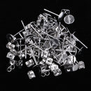 Metal Blank Nail Pin Ear Stud Earrings Post Flat Pad Forms Findings with Back Stopper DIY Crafts Pack of 25 Pairs