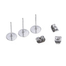 Metal Blank Nail Pin Ear Stud Earrings Post Flat Pad Forms Findings with Back Stopper DIY Crafts Pack of 25 Pairs